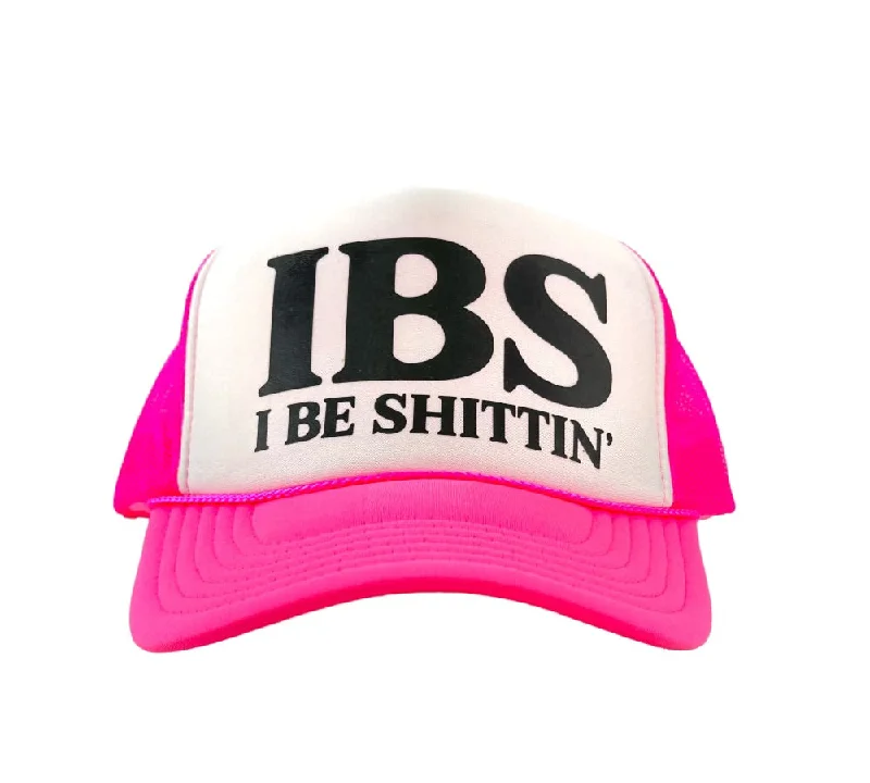 Beanies & headbands for brown styles-IBS I be print on a hot pink mesh trucker SnapBack hat cap