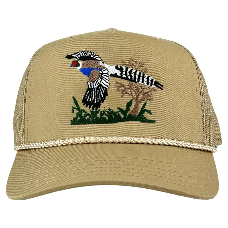 Beanies & headbands for snowy weather-Pheasant Mesh Trucker Rope Hat Custom Embroidered￼