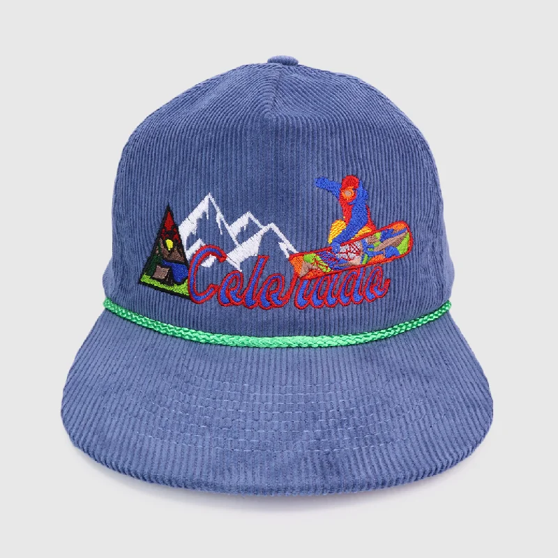 Beanies & headbands for fan loves-COLORADO SNOWBOARDING SNAPBACK CAP HAT WITH ROPE CUSTOM EMBROIDERED