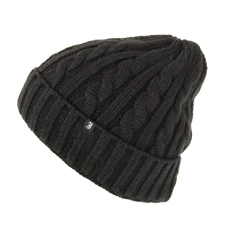 Beanies & headbands for ear warmers-Cable Knit Beanie Hat Black Wholesale Pack