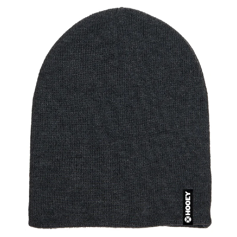 Beanies & headbands for real wear-"Hooey Beanie" Charcoal w/Black & White