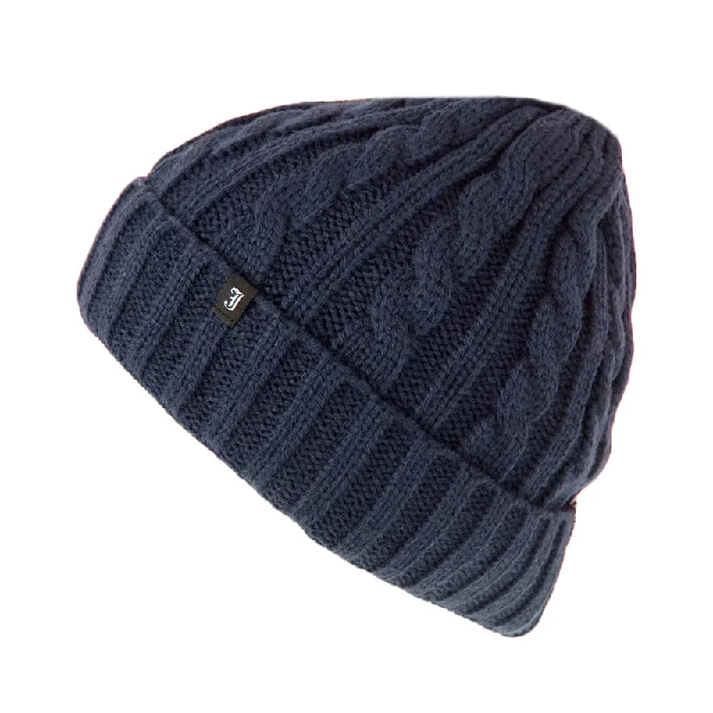 Beanies & headbands for desert sands-Cable Knit Beanie Hat - Navy -  Wholesale Pack