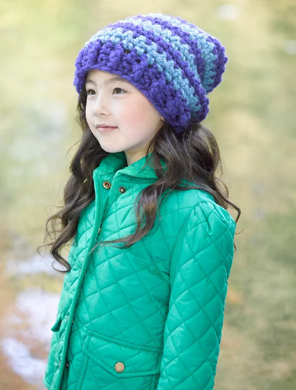 Beanies & headbands for warm hugs-Slouchy Stripe Hat Pattern (Crochet) - Version 1