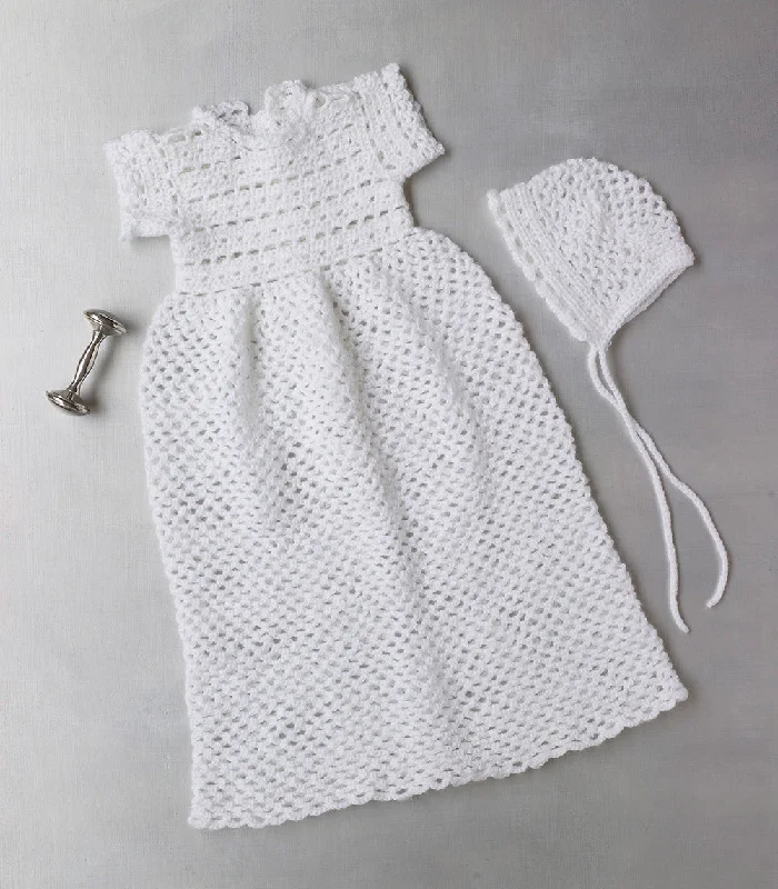 Beanies & headbands for jacket looks-Crocheted Christening Gown And Bonnet Pattern