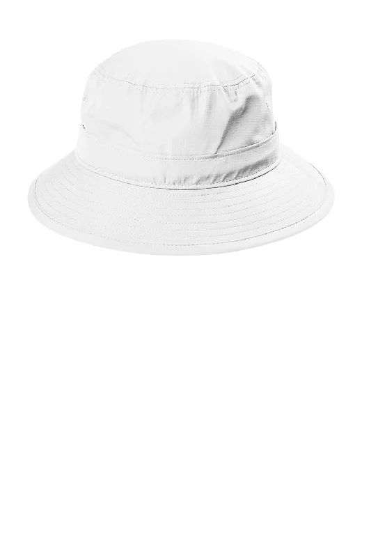 Bucket hats available-Wool hats for pet stocks-Port Authority Mens Moisture Wicking Bucket Hat - White