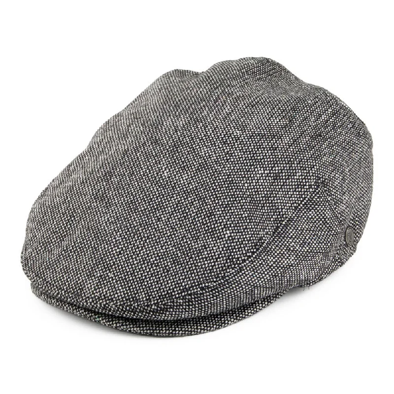 Beanies & headbands for luxe brands-Marl Tweed Flat Cap - Black