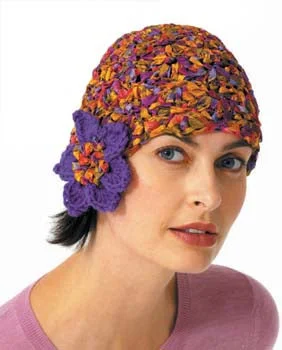 Beanies & headbands for closet hangs-Ribbon and Flower Cloche Pattern (Crochet)