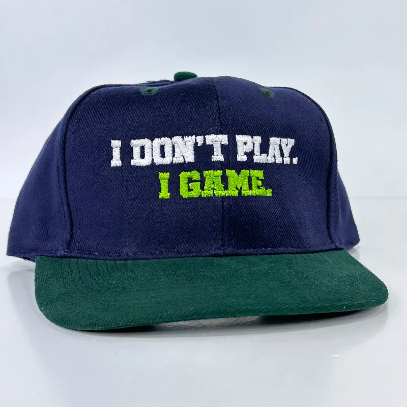 Beanies & headbands for skirt pairs-I DONT PLAY I GAME Green Mid Crown Strapback Cap Hat Custom Embroidered