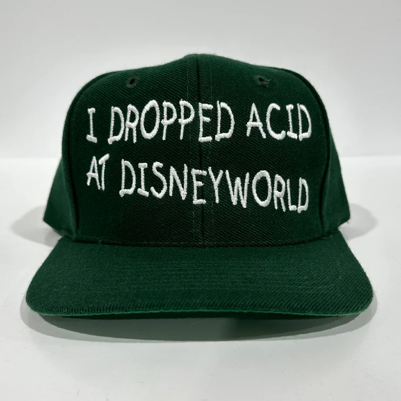 Beanies & headbands for small brands-I Dropped ACID at Disneyworld Green SnapBack Cap Hat Custom Embroidered