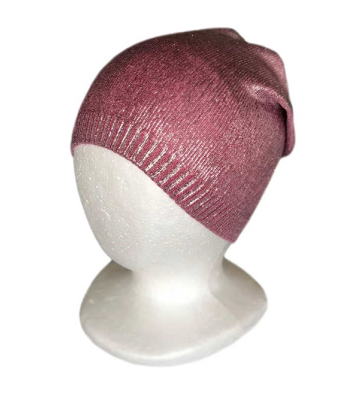 Beanies & headbands for snowy weather-Sparkly Knit Hat Metallic Shine