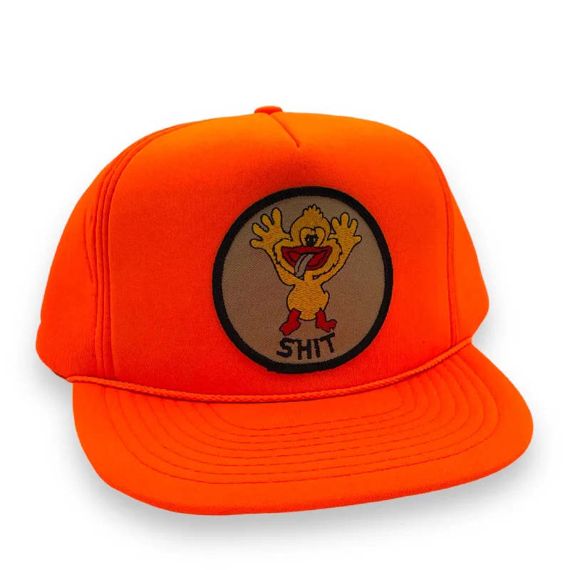 Beanies & headbands for snowy weather-Custom Shit Duck Vintage Patch Hunter Orange Foam Inside SnapBack Hat Cap