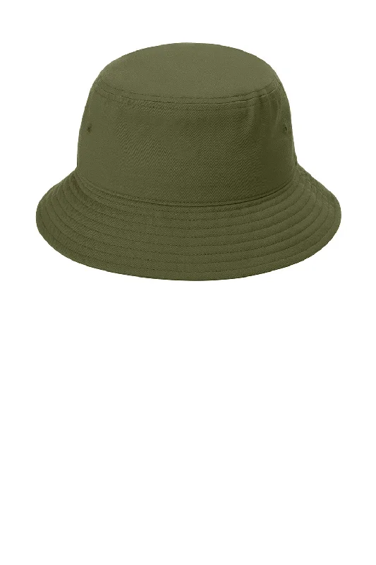 Bucket hats logo design-Wool hats for pet pools-Port Authority Mens Classic Twill Bucket Hat - Olive Drab Green - New