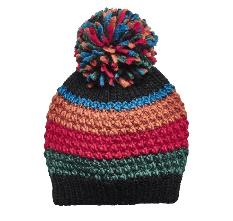 Beanies & headbands for earth fans-Women's Striped Beanie w/ Pom (KNH5001)