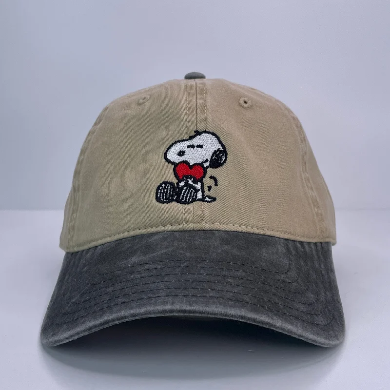 Beanies & headbands for every sport-Snoopy Valentines Buckle StrapBack Dad Hat CAP CUSTOM EMBROIDERY