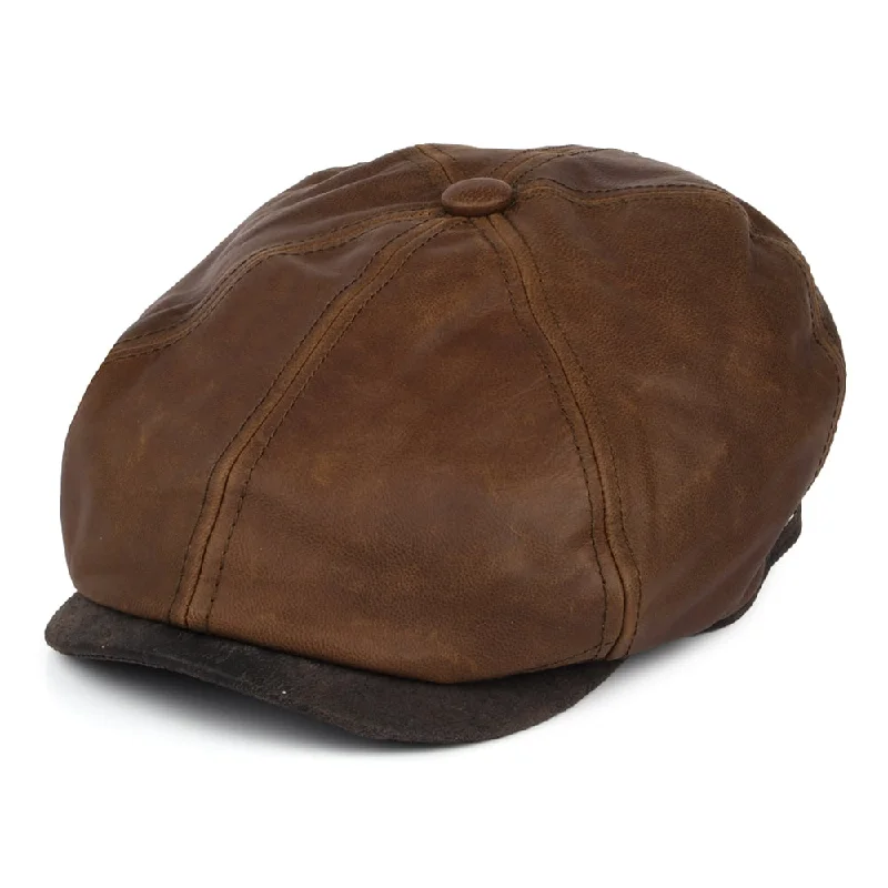 Beanies & headbands for back ups-Fulton Leather Flat Cap - Brown