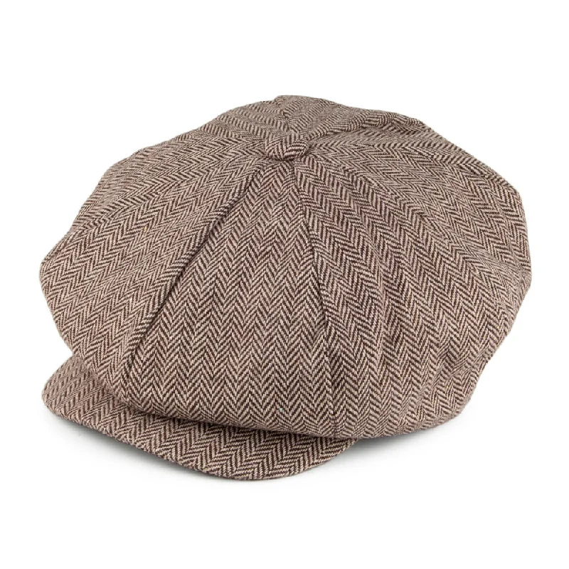 Beanies & headbands for short cuts-Herringbone Big Apple Cap - Brown