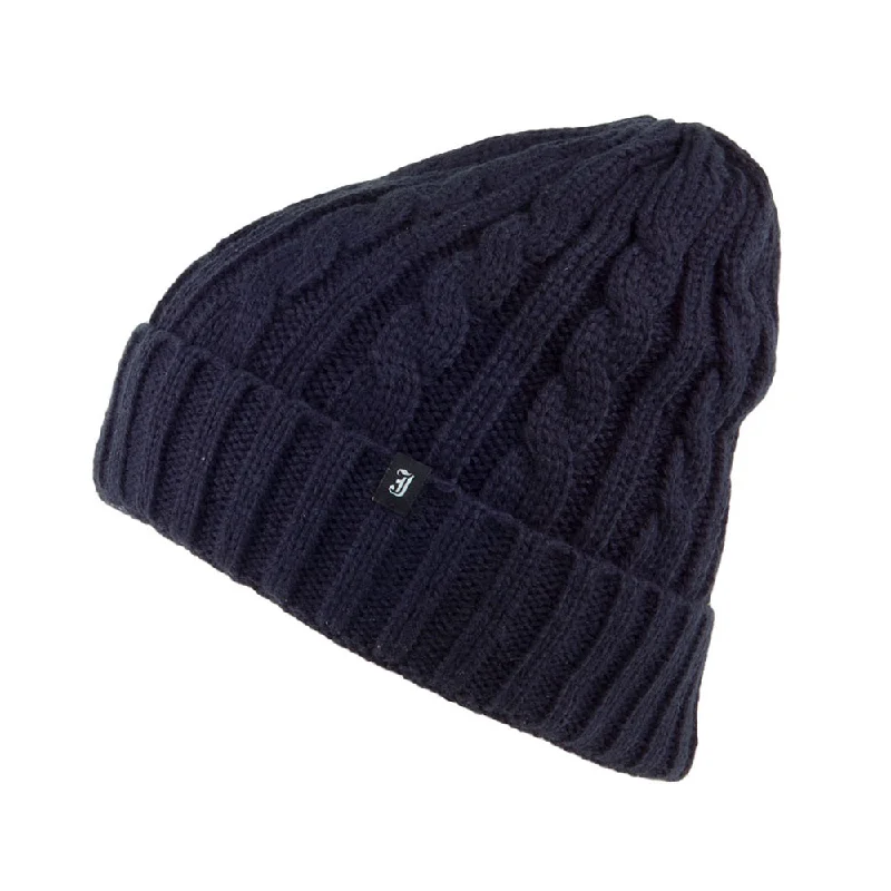 Beanies & headbands for street vibes-Youth Cable Knit Beanie Hat - Navy