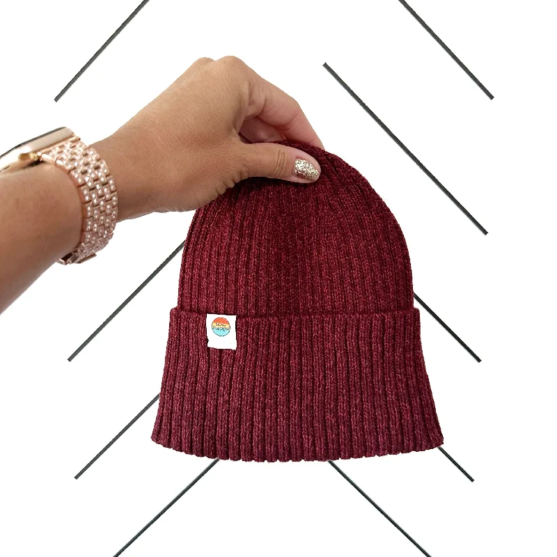 Beanies & headbands for jacket looks-Wholesale Ribbed Knit Beanie | Maroon