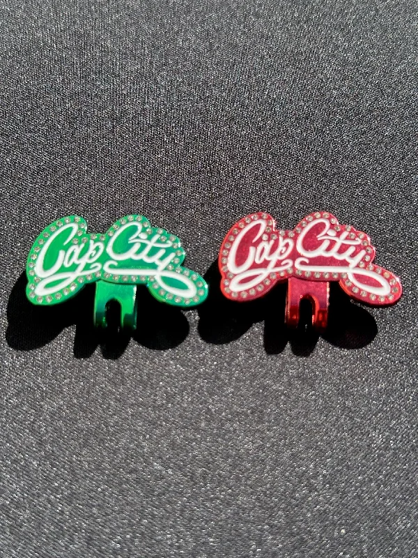 Beanies & headbands for eco wear-NEW* 2PACK ICED OUT CAP CITY BLIPS (GREEN & RED) W/ RHINESTONES VERY LIMITED