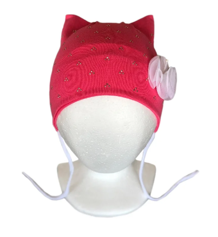 Beanies & headbands for sandal days-Cute cat hat with bow for Girls