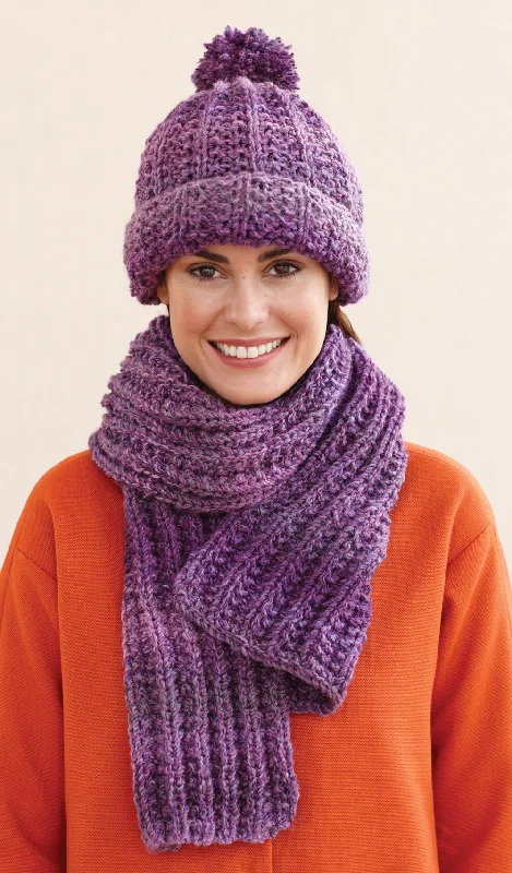 Beanies & headbands for one style-Rustic Ribbed Hat and Scarf Pattern (Knit) - Version 1