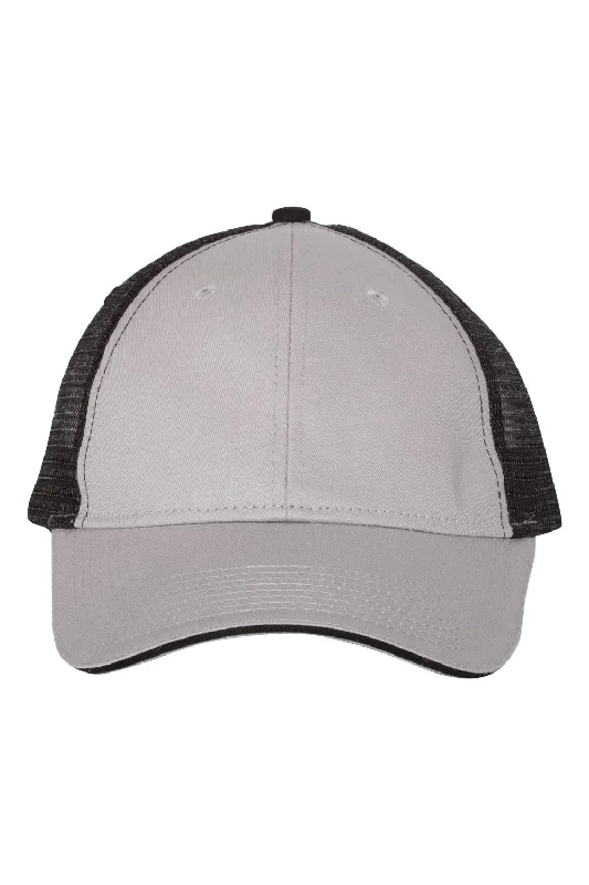 Mens hats for plain paths-Mens hats with tight crown-Valucap Mens Sandwich Bill Adjustable Trucker Hat - Grey/Black