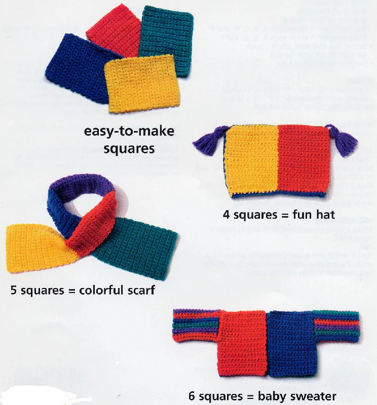 Beanies & headbands for bag adds-Squares Pattern (Crochet)