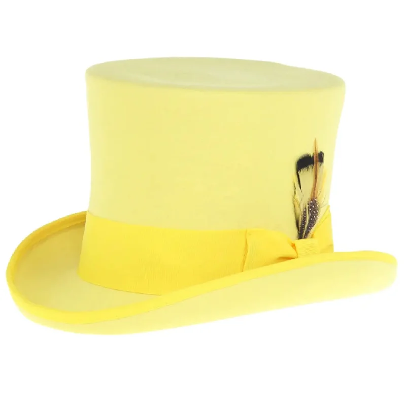 Wool hats for pet crafts-Ferrecci Premium Top Hat in Yellow Wool Victorian Elegance