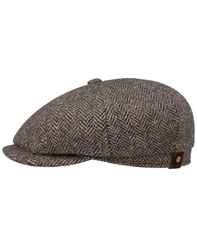 Beanies & headbands for fresh ups-Stetson Hatteras Harris Tweed Herringbone Cap