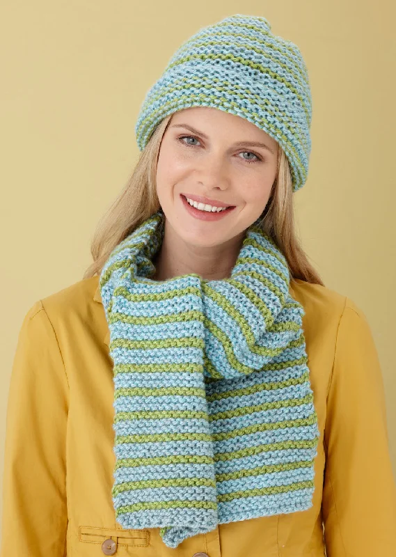 Beanies & headbands for unique fits-Striped Hat And Scarf Pattern (Knit)