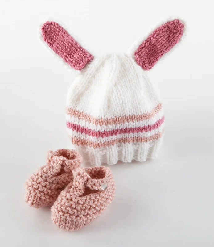 Beanies & headbands for show styles-Bunny Hat and Booties Pattern (Knit)