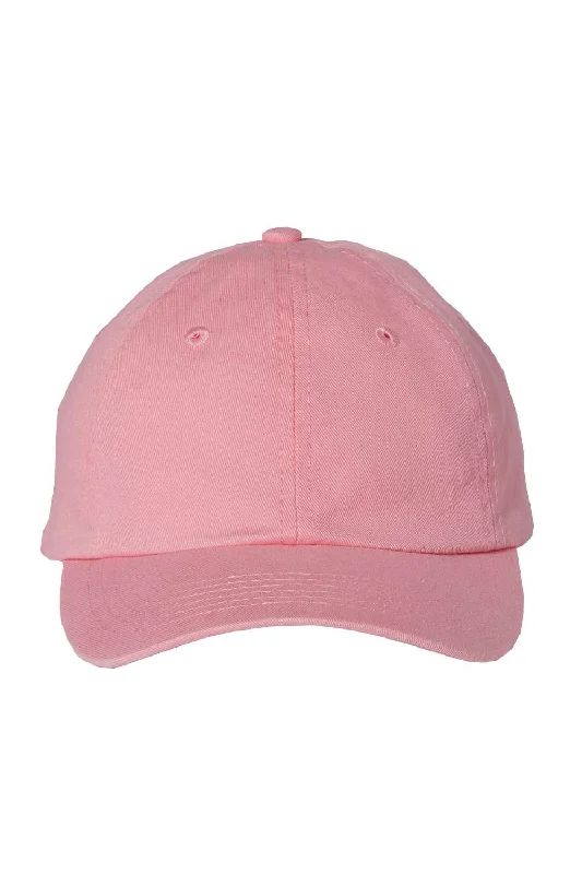 Mens hats for vale hikes-Mens hats with domed crown-Valucap Mens Small Fit Bio-Washed Adjustable Dad Hat - Pink