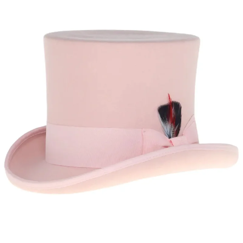 Wool hats for pet adoption-Ferrecci Premium Top Hat in Pink Wool Victorian Elegance