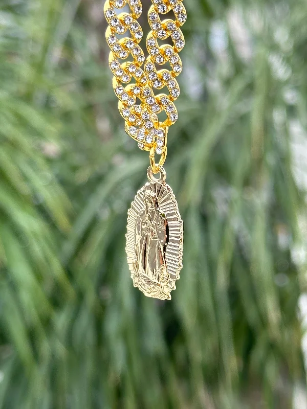 Beanies & headbands for warm souls-*NEW GOLD "VIRGEN DE GUADALUPE" ICED OUT CHAIN VERY LIMITED