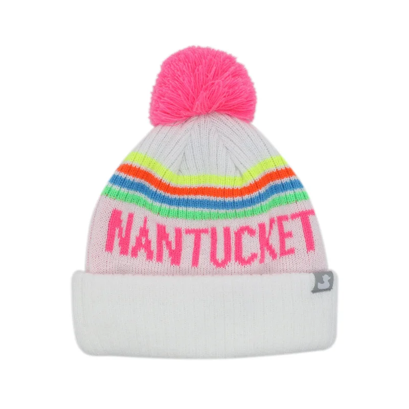 Beanies & headbands for local crafts-2024 Hoover: Nantucket Winter Hat (White Neon)