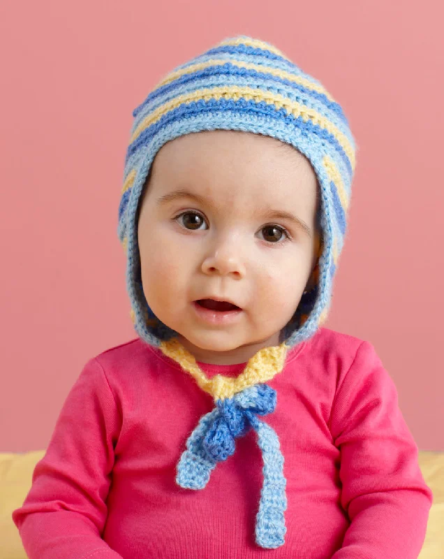 Beanies & headbands for collectors-Crochet Striped Hat With Earflaps Pattern