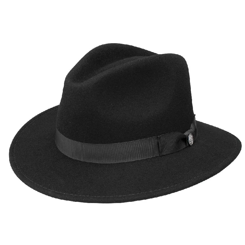 Wool hats for pet picnics-Stetson Markham Pinch Front Wool Felt Fedora