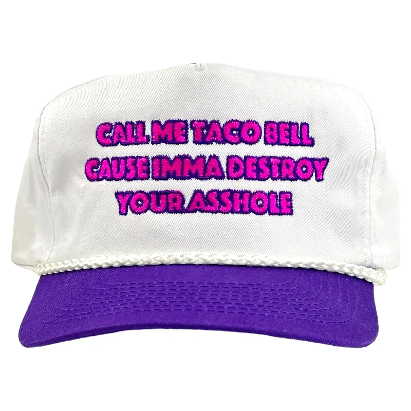 Beanies & headbands for soft scalps-CALL ME TACO HAT CUSTOM EMBROIDERY