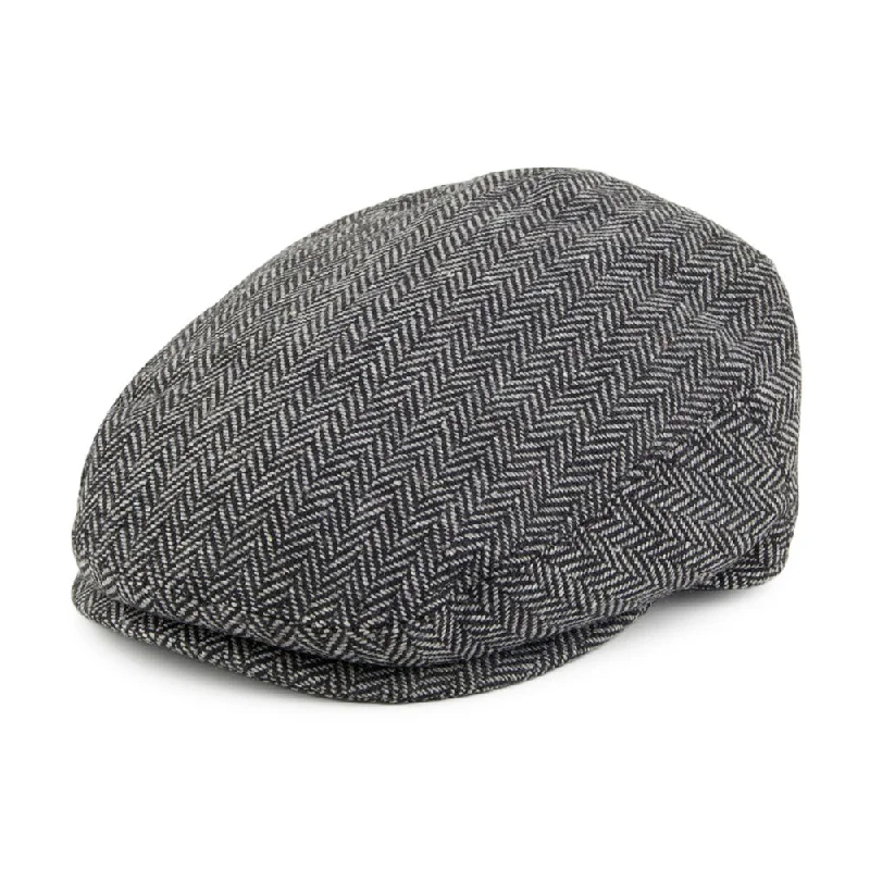 Beanies & headbands for easy care-Baby Herringbone Flat Cap Grey Wholesale Pack