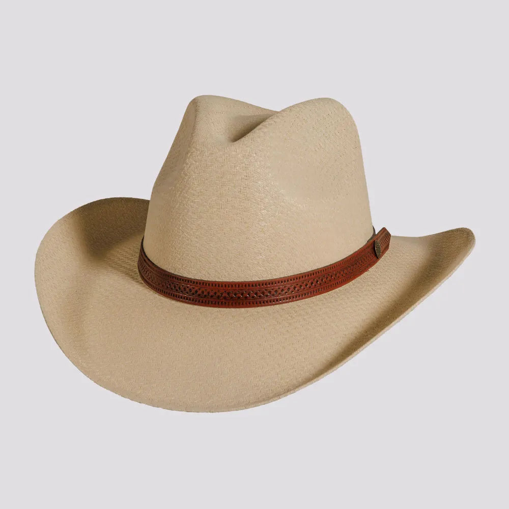 Womens Hats with fog patterns-Tulsa | Womens Woven Canvas Cotton Australiano Cowgirl Hat