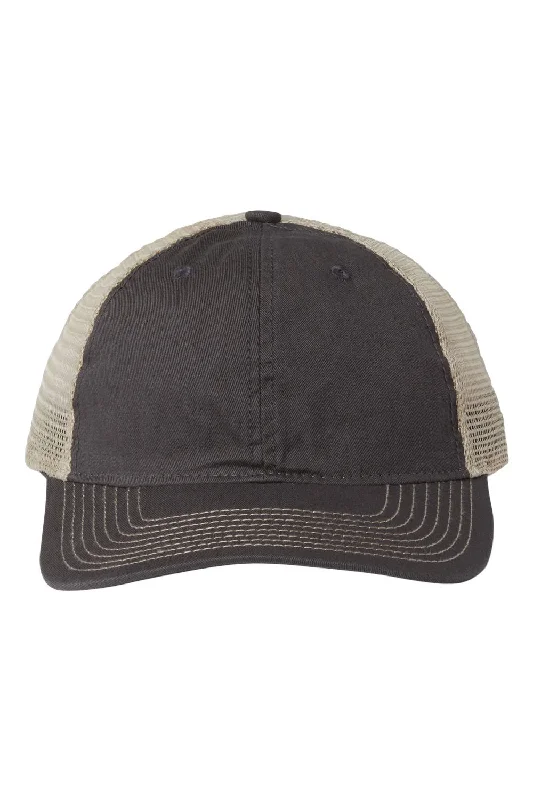 Mens hats with boucle lining-Mens hats with packable feature-The Game Mens Soft Snapback Trucker Hat - Charcoal Grey/Khaki