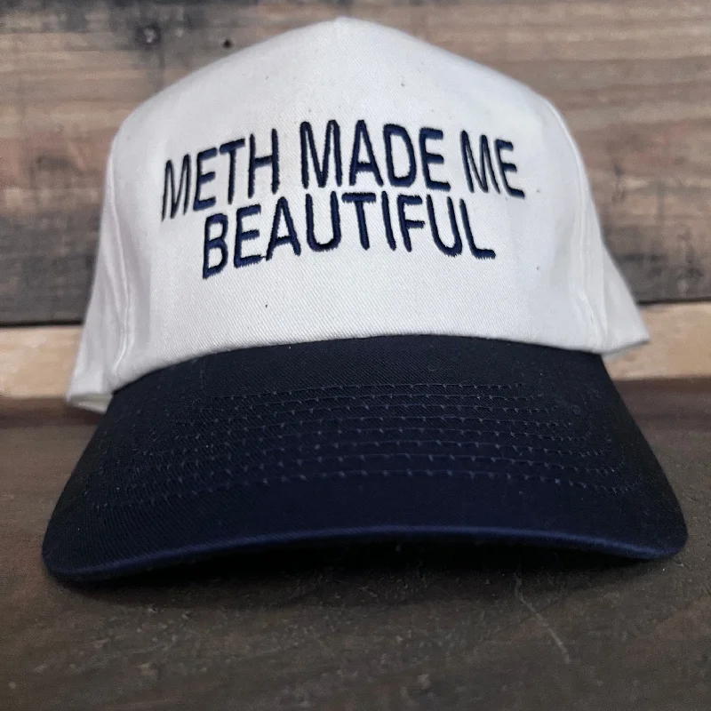 Beanies & headbands for fresh twists-Meth Made Me Beautiful Vintage Snapback Hat Cap Custom Embroidery