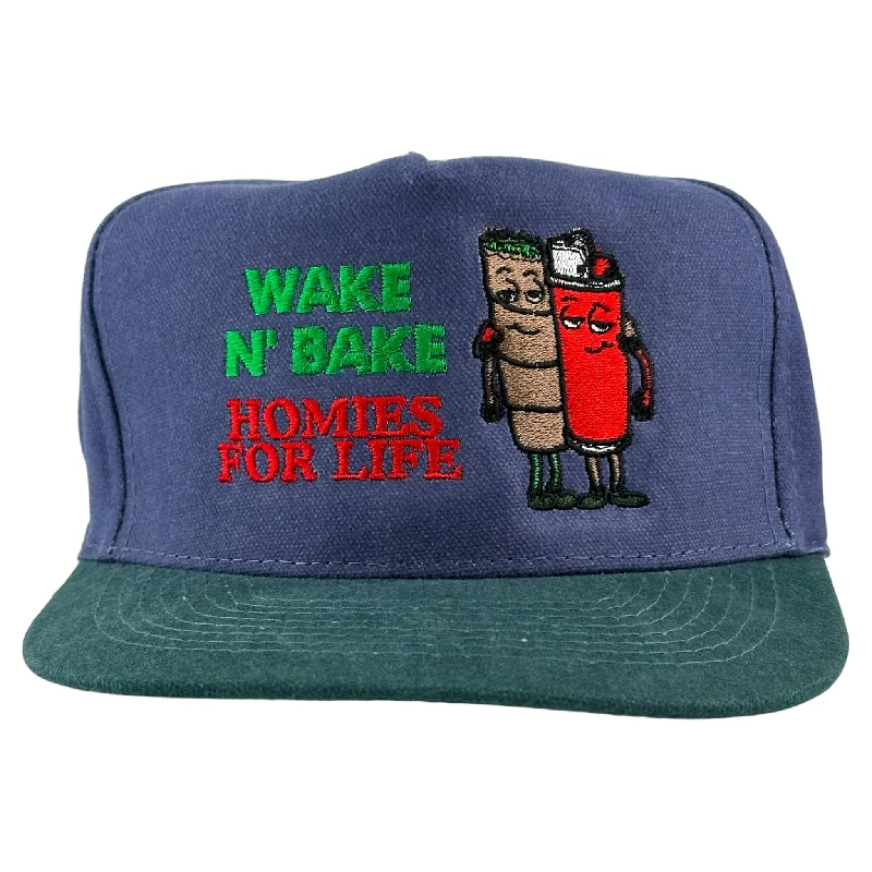 Beanies & headbands for tech geeks-WAKE N BAKE Homies For Life￼ HAT Custom Embroidered