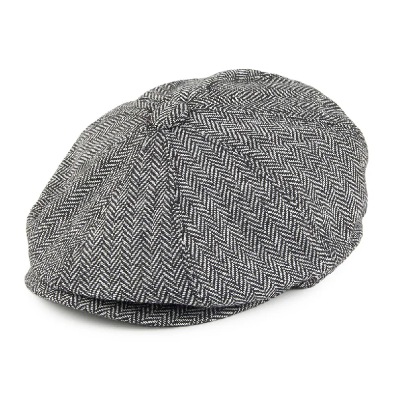 Beanies & headbands for black shades-Herringbone Newsboy Cap Grey Wholesale Pack