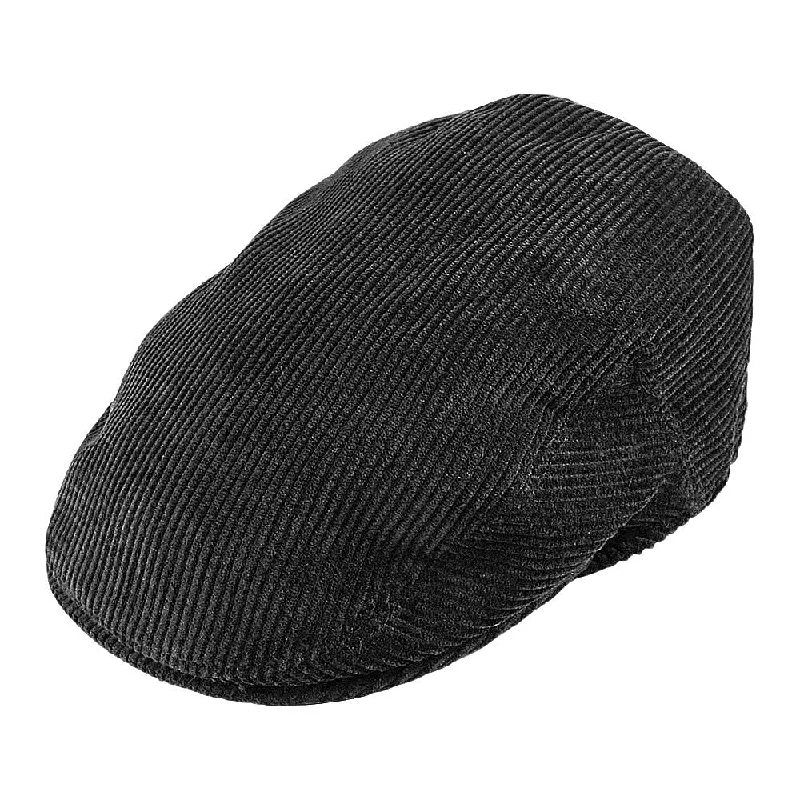 Beanies & headbands for crew looks-Corduroy Flat Cap Black Wholesale Pack