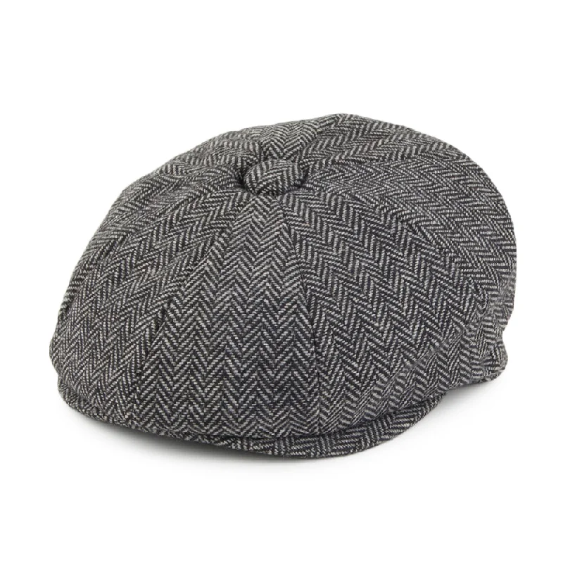 Beanies & headbands for spooky nights-Baby Herringbone Newsboy Cap Charcoal Wholesale Pack