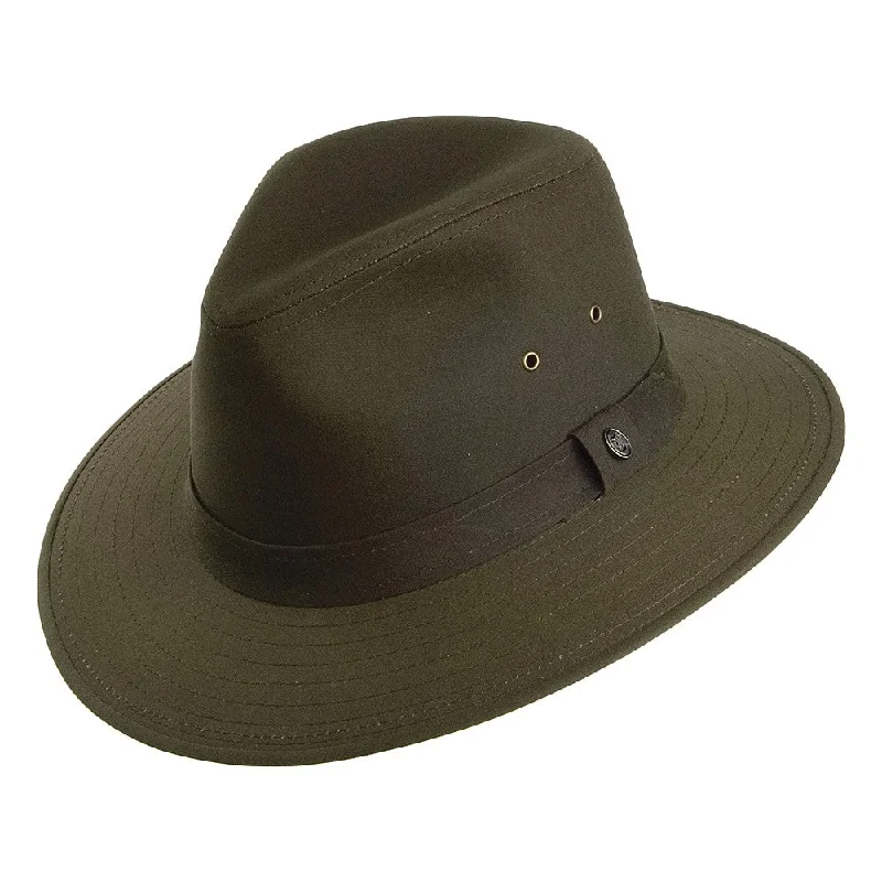 Beanies & headbands for bendy fits-Oilcloth Safari Fedora Hat - Olive