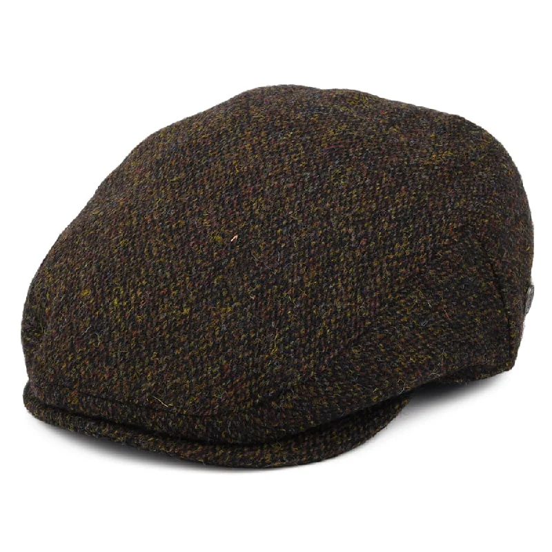 Beanies & headbands for slow moments-Harris Tweed Ferness Flat Cap - Moss-Brown