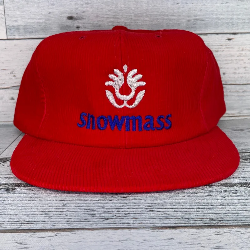 Beanies & headbands for small brands-Vintage Snowmass Red corduroy Snapback hat cap