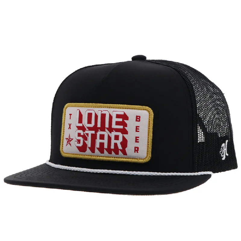 Beanies & headbands for gradient styles-"Lone Star" Hat Black w/Red/White/Yellow Patch